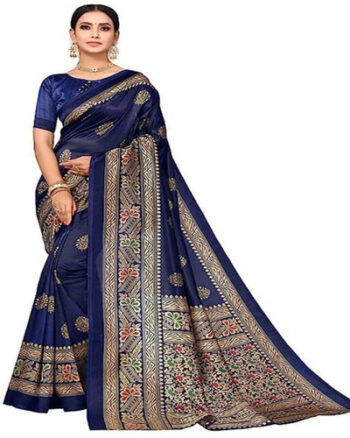 Striped Bandhani Georgette Saree  (Multicolor)