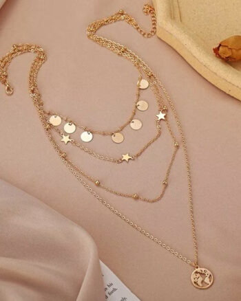 Globe Charm Pendants Multi-Layered Necklace